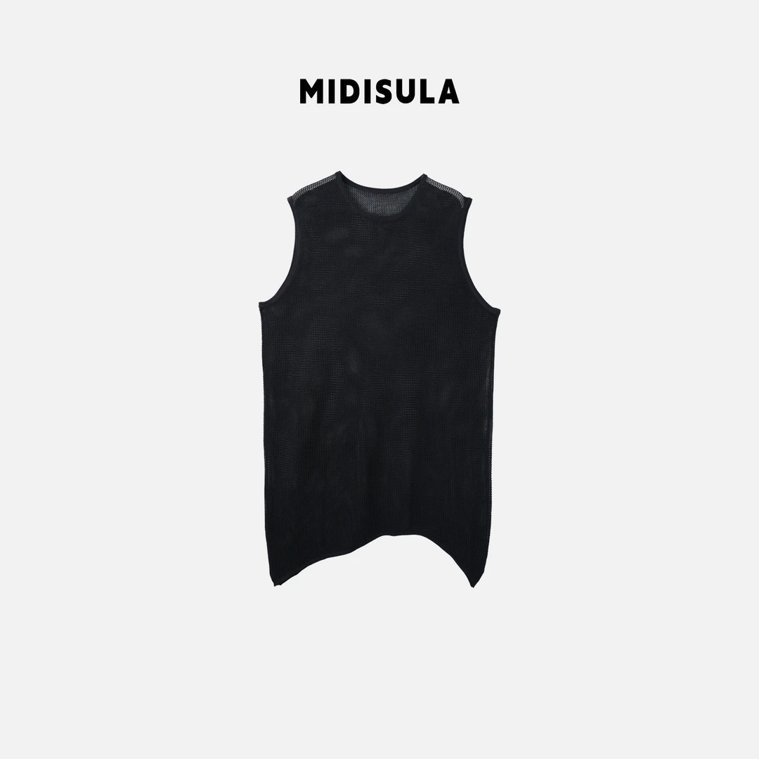 MDSL·不规则针织无袖薄款背心马甲百搭休闲上衣镂空罩衫#0848