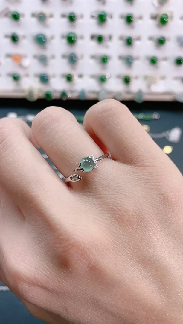 【闪购商品】翡翠戒指银S925镶嵌天然翡翠