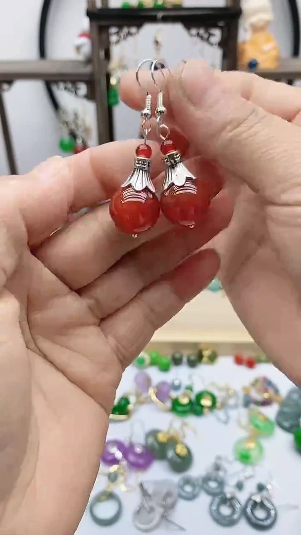 未镶嵌南红玛瑙耳饰969