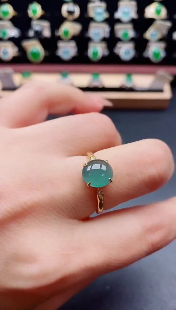 银S925镶嵌戒指翡翠1