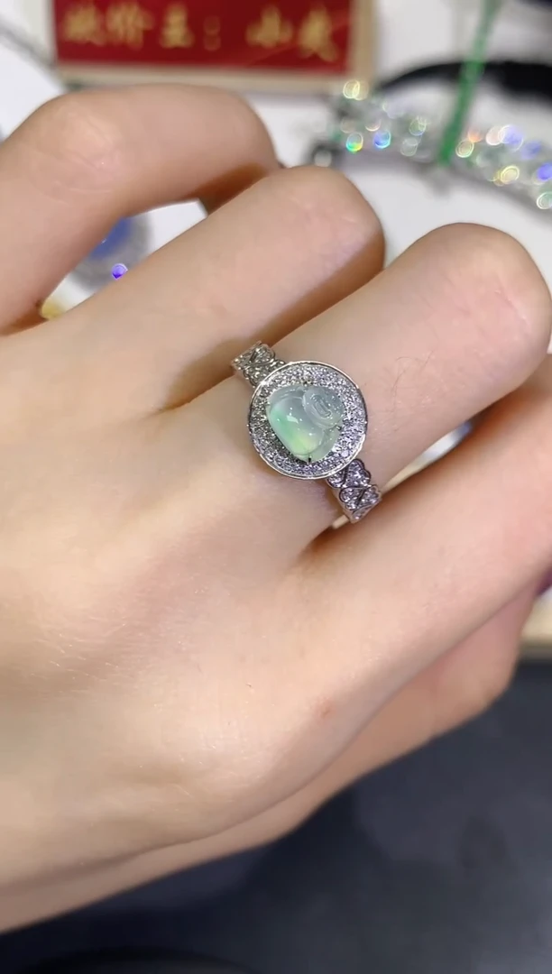 翡翠戒指18K金镶嵌团购27