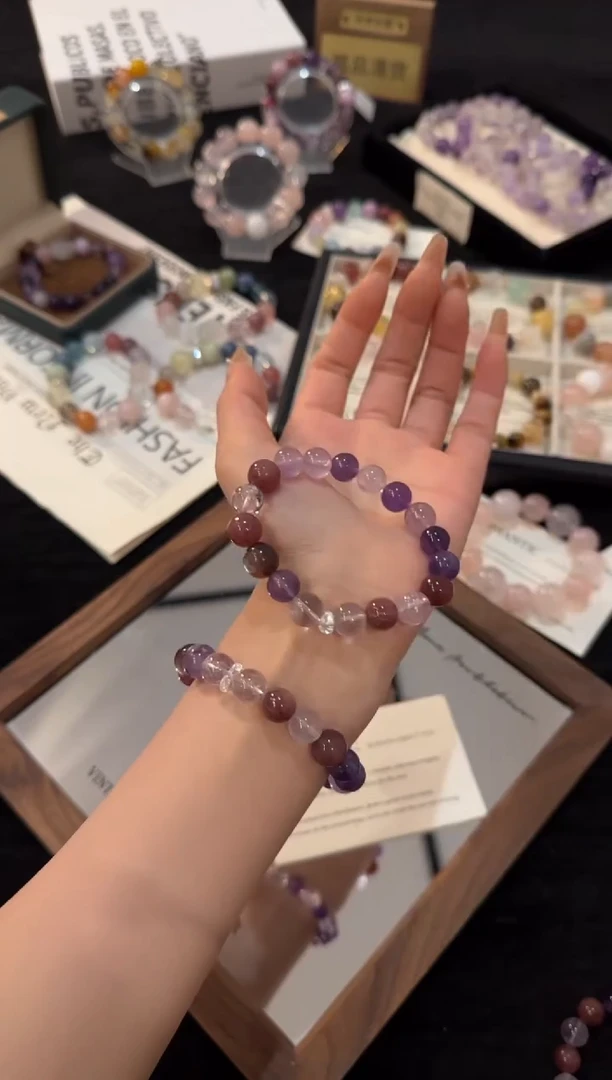 未镶嵌手链水晶紫水晶多宝x2887