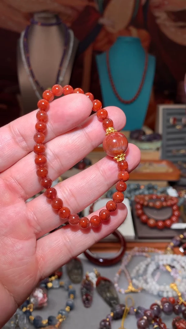 未镶嵌珠宝半成品水晶红极光手串