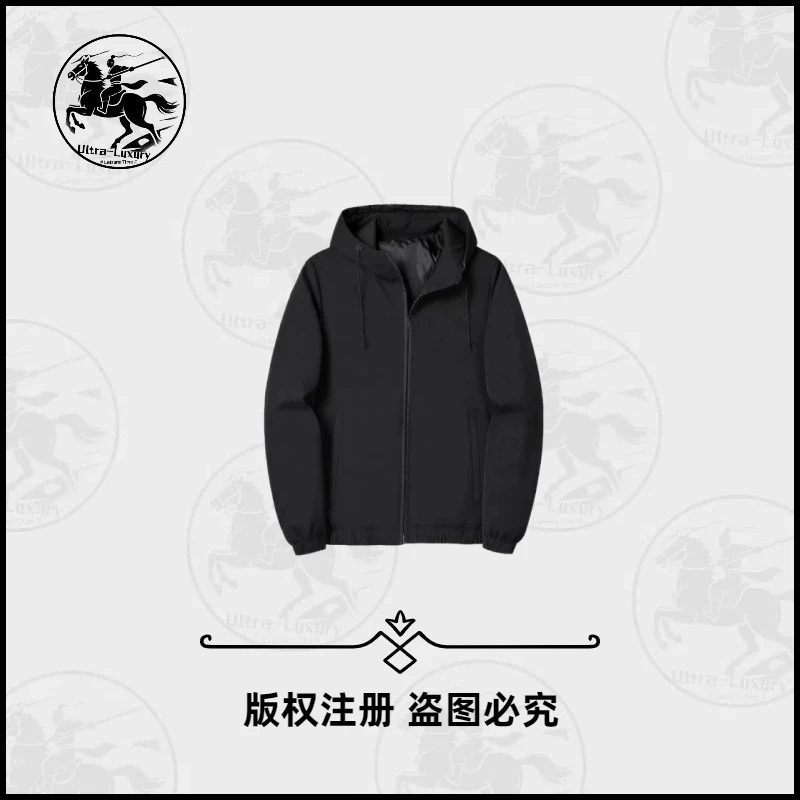 80号-秋季新款时尚百搭双面穿合体夹克男轻奢防风连帽外套8313