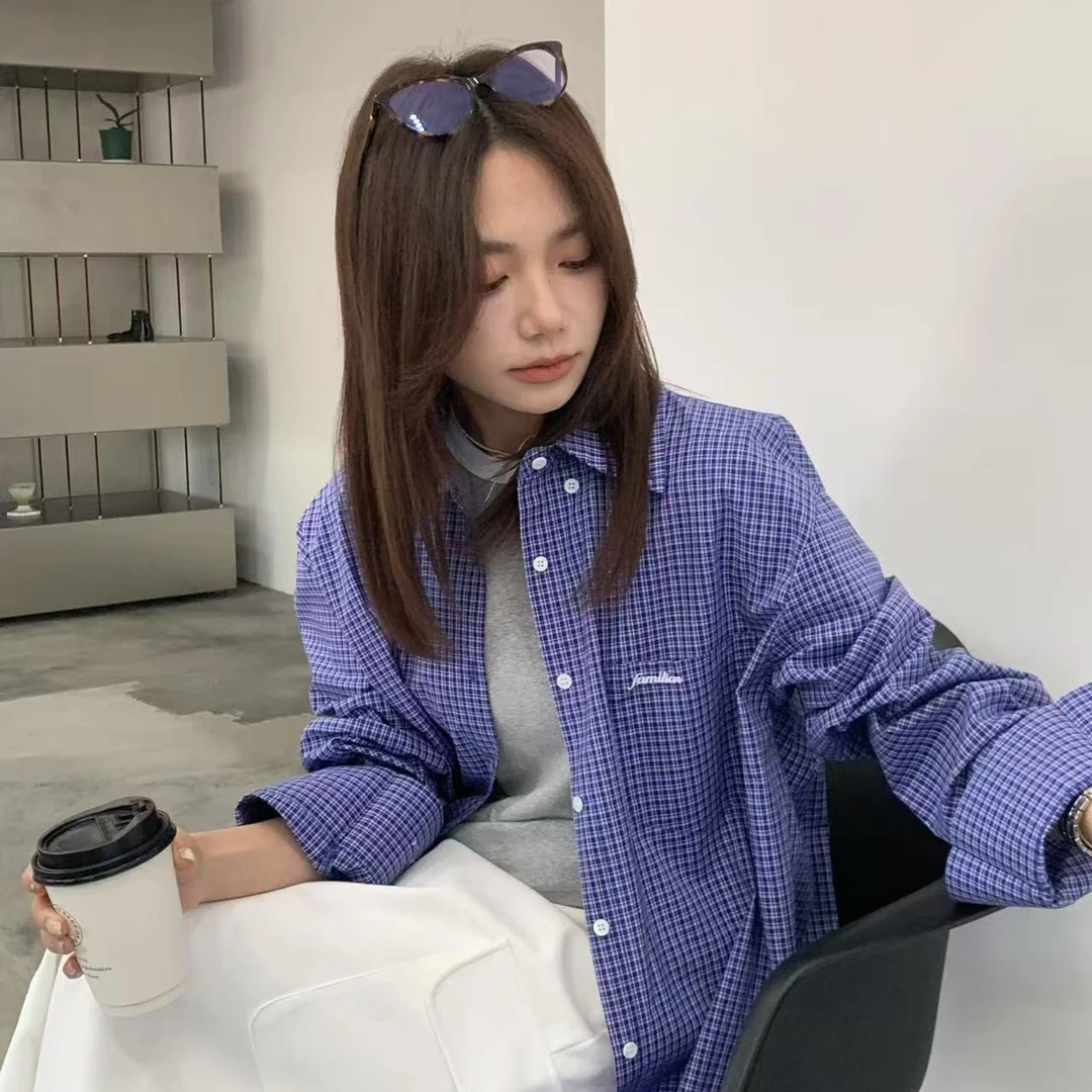 【UC · YUANCHUANG】韩版长袖宽松百搭格子衬衫2515