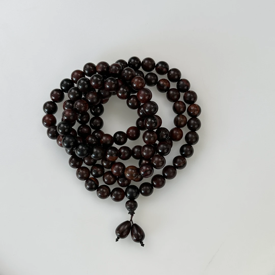 E92海南黄花梨手链108颗1.0CM气质款紫油梨老料文玩（多样性发一）