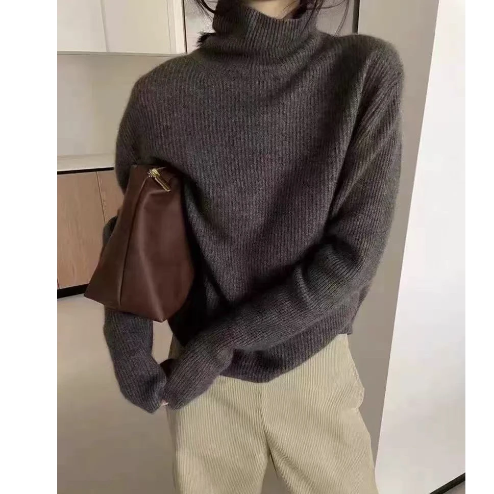 【专属】立领打底衫秋冬新款时尚高级灰毛衣女高领气质减龄针织衫