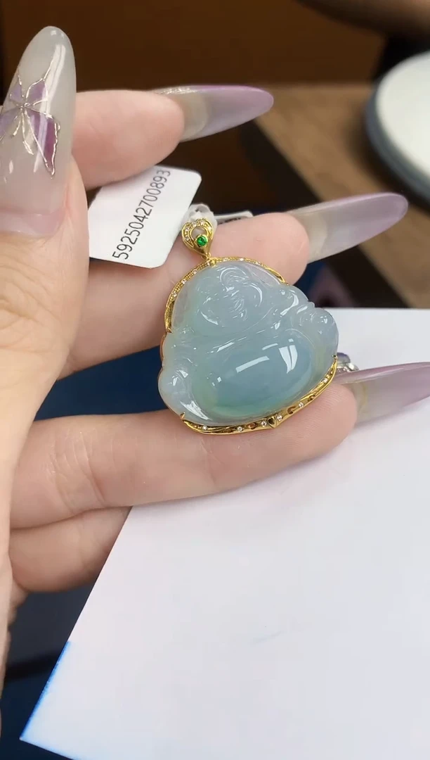 翡翠挂件18K金镶嵌120   天然翡翠A货