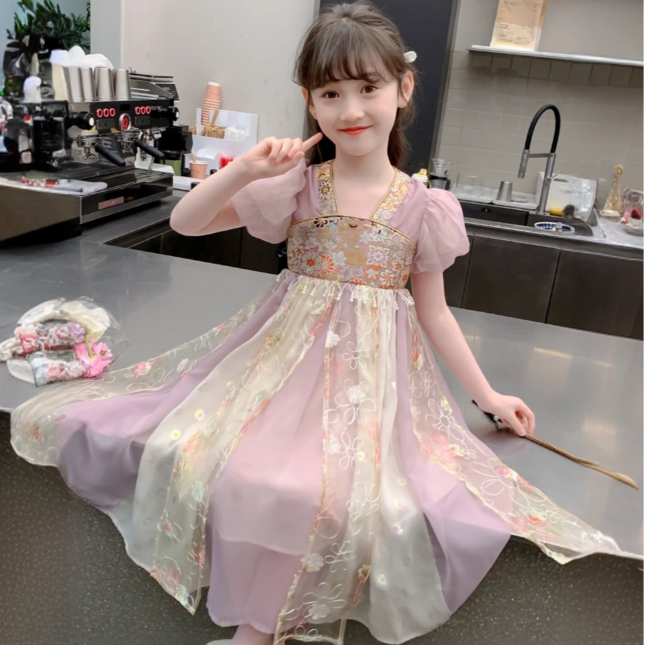 女童连衣裙2025新款夏季儿童汉服国风新中式公主裙夏装女孩洋气裙