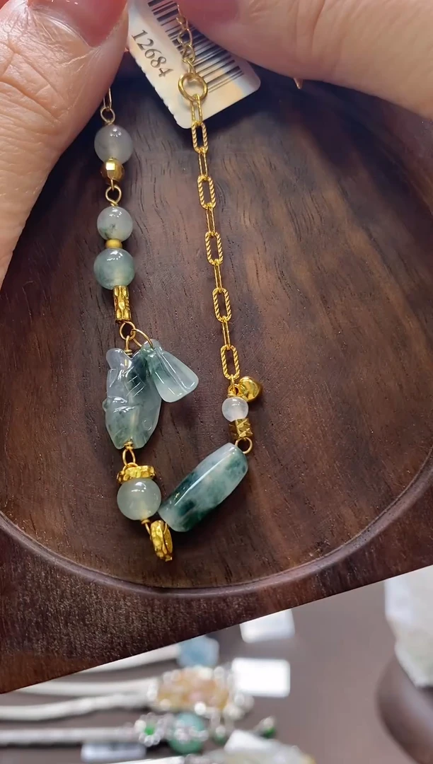 翡翠银S925镶嵌颈饰净货12684