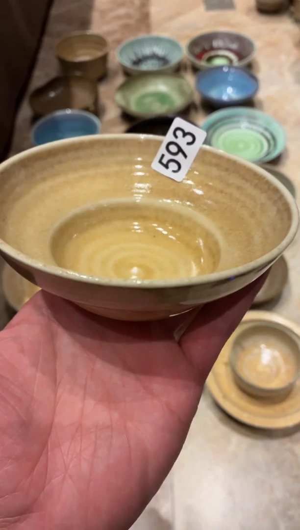 瓷片花*593蜜色葫芦碗1个