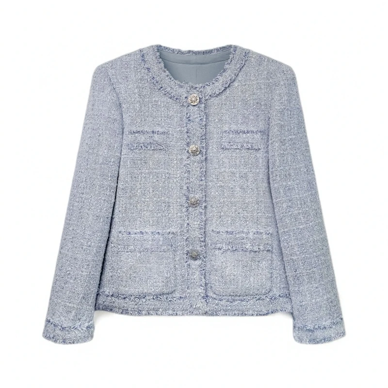 【冷蓝】2025轻奢经典小香风女春秋冬小香风外套百搭气质250008