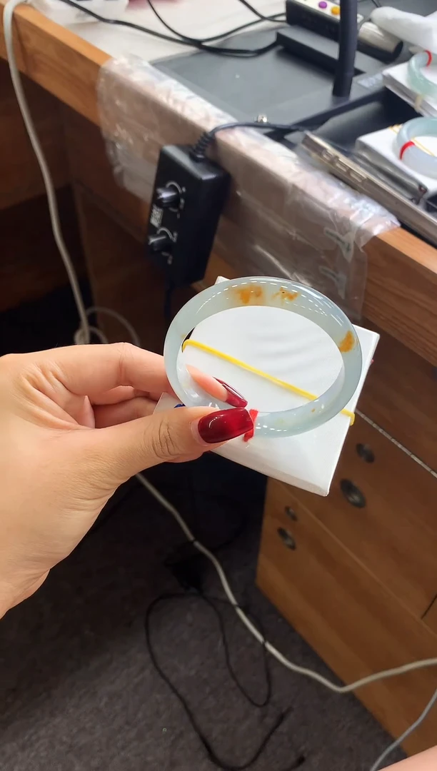 未镶嵌手镯翡翠冰蓝绿底黄翡 58 59 8