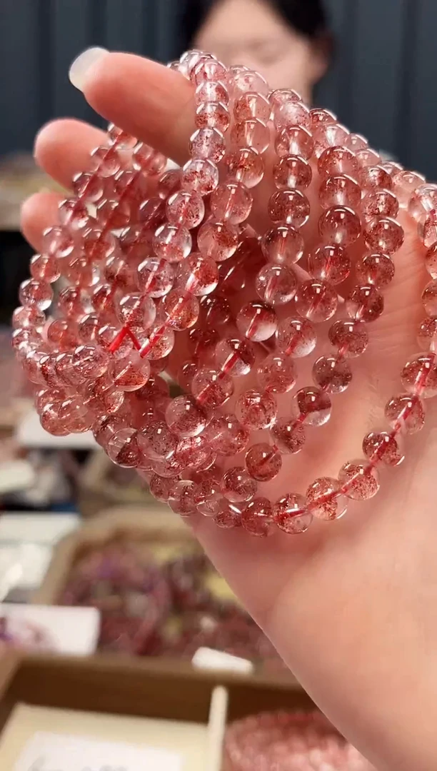 未镶嵌手串水晶金草莓超七单圈手串6mm【多样性发一】