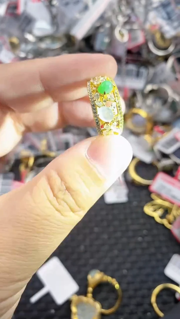 银S925镶嵌戒指翡翠333   9