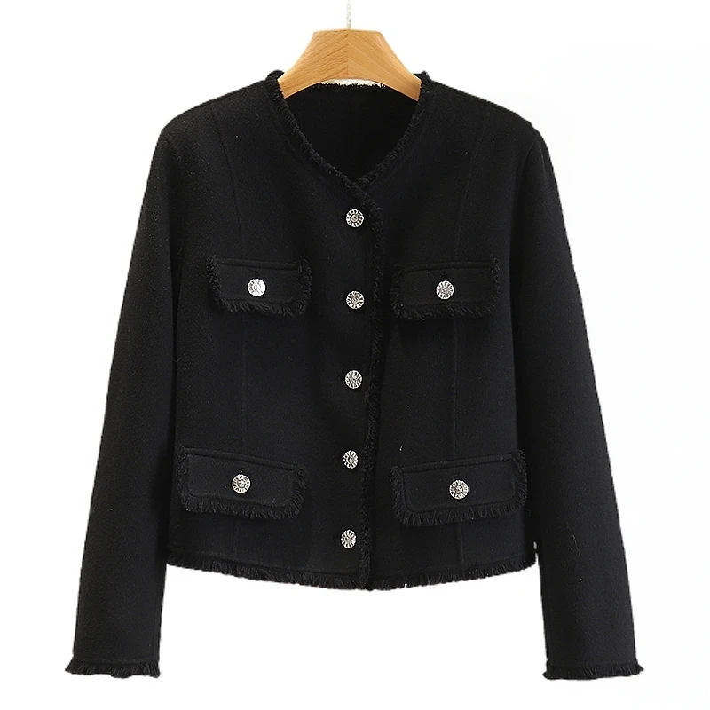 【开播福利】短款毛边双面呢外套#WLY48B013