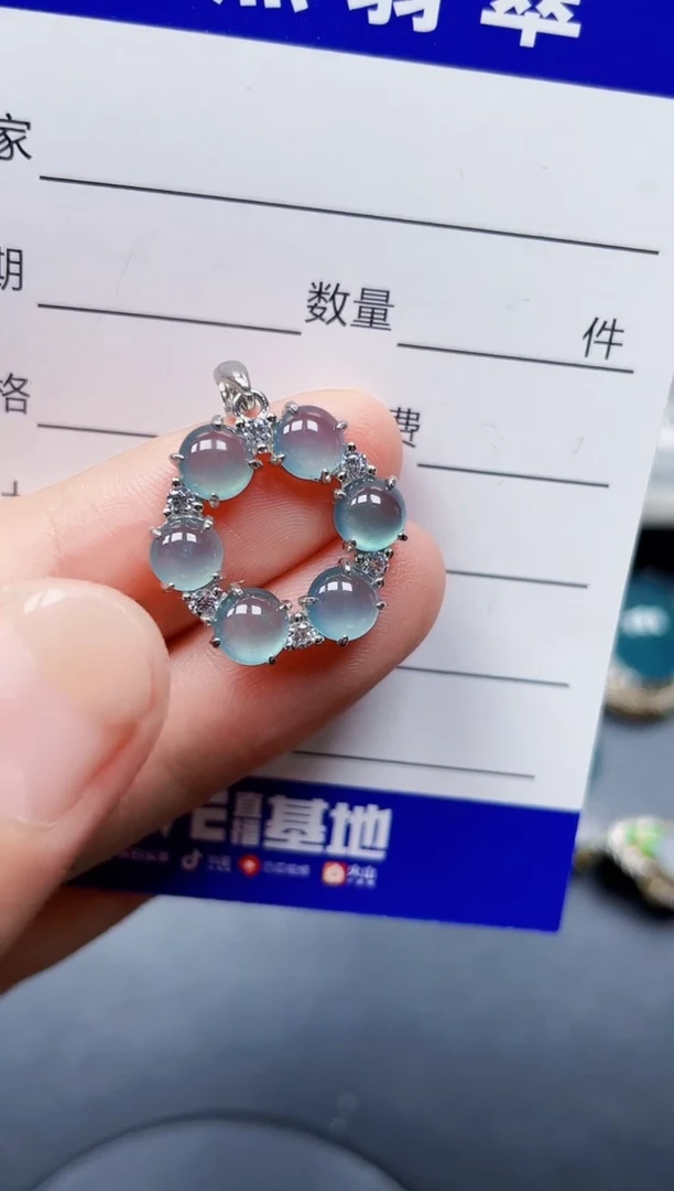 颈饰银S925镶嵌翡翠368