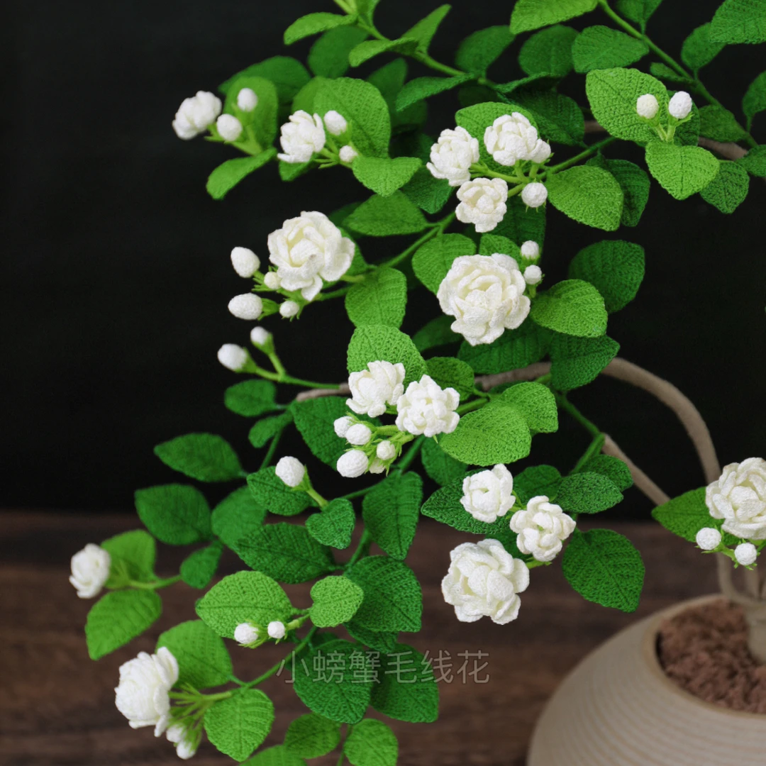 小螃蟹原创-茉莉花钩针编织视频图解无材料知识服务读书卡课程