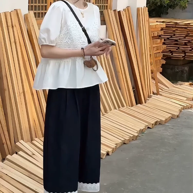 【阿呸专属】件白色衬衫女夏季新款宽松独特别致套装6010