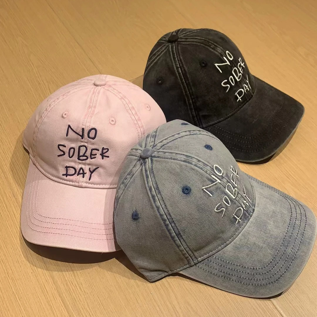 NOSOBERDAY洗水牛仔大檐棒球帽休闲夏季百搭帽子鸭舌帽