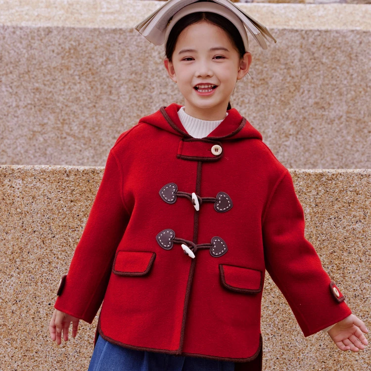 [商场同款]EP雅莹童装秋冬新款女童外套学院风中长款连帽大衣