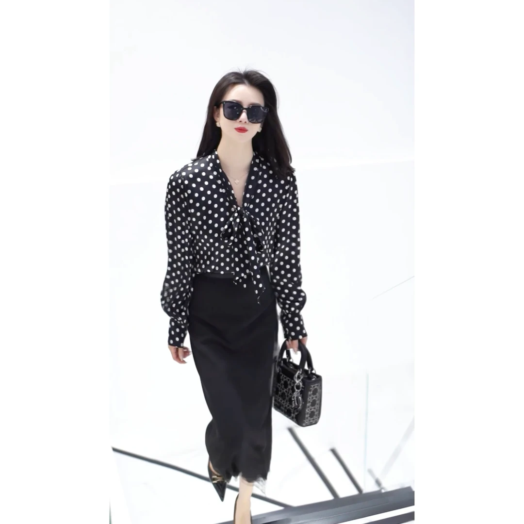 【千绪】法式气质真丝波点衬衫1001