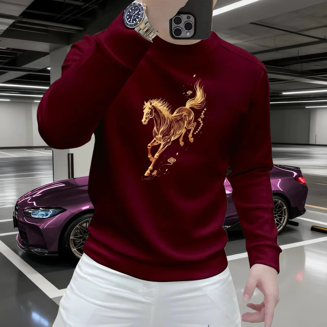 长袖男士休闲时尚百搭套头卫衣圆领秋季印花秋冬