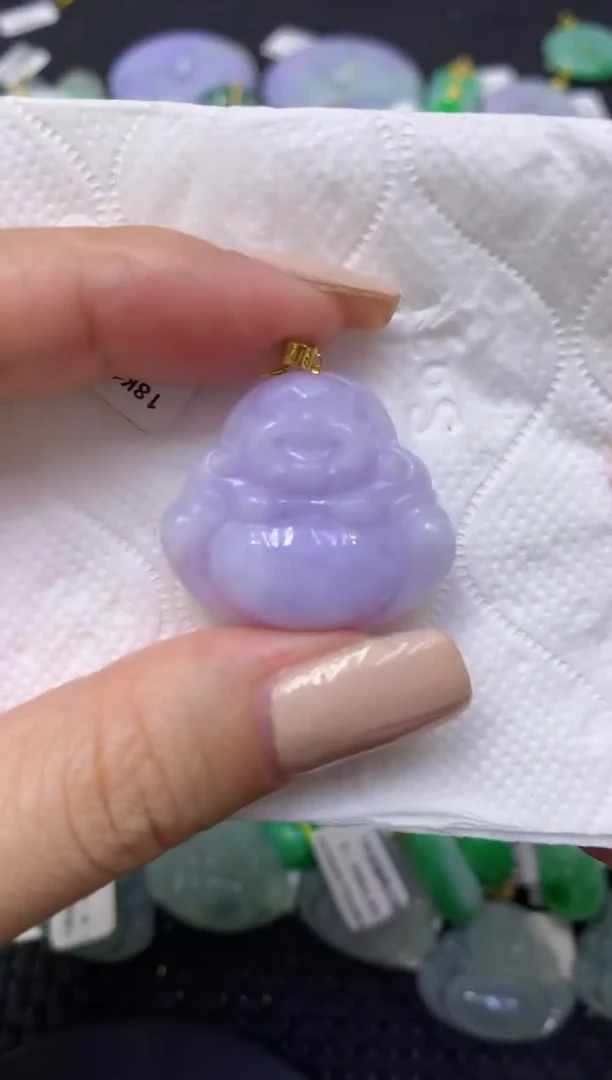 颈饰18K金镶嵌翡翠天然缅甸翡翠A货