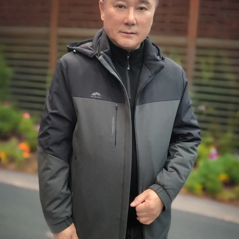 男款中年男士冬季加厚棉服活帽冲锋衣休闲穿68801会）