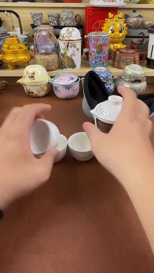 陶瓷茶具摆件旅行套组