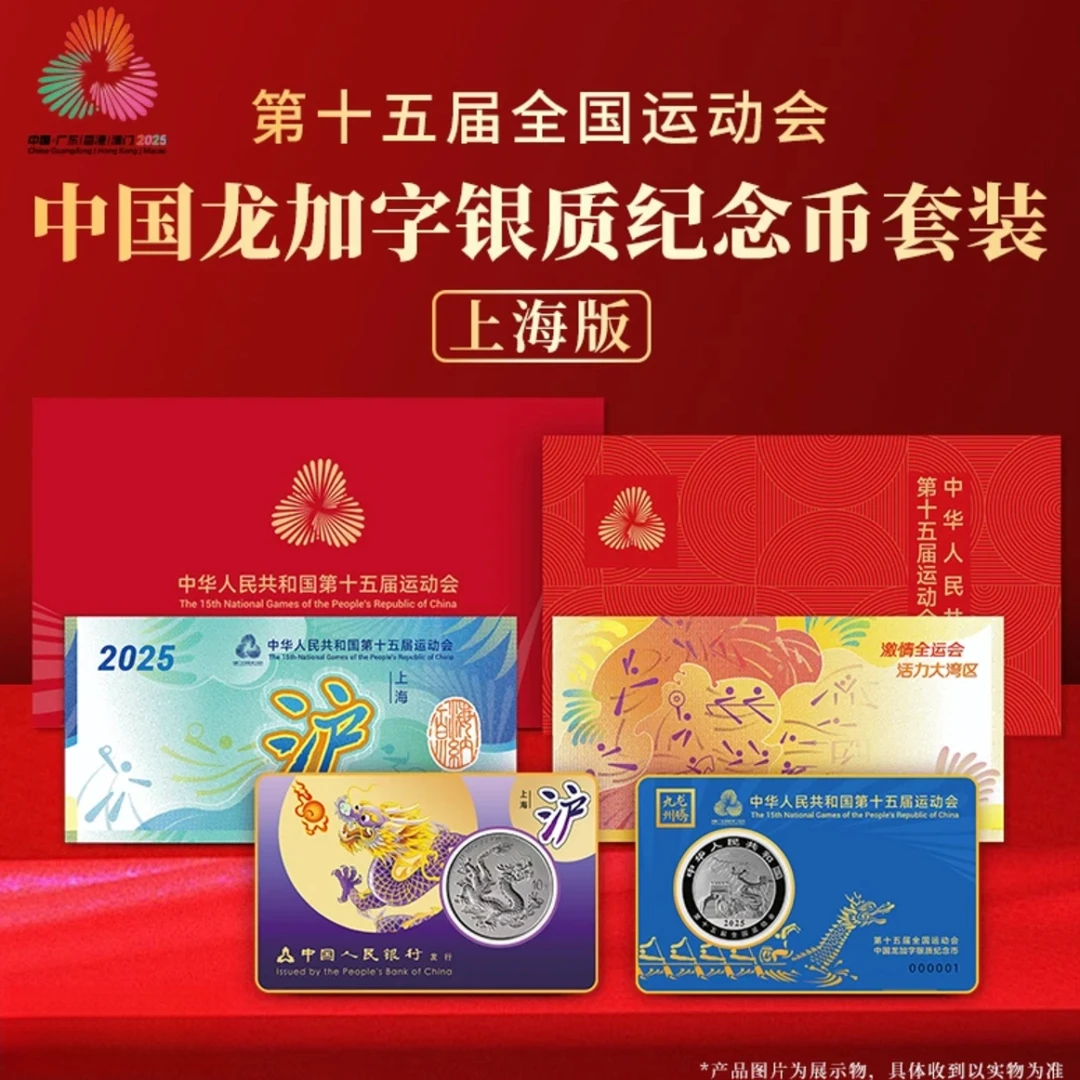 龙腾九州-十五运会中国龙加字银质纪念币(上海)Ag999-不挑号