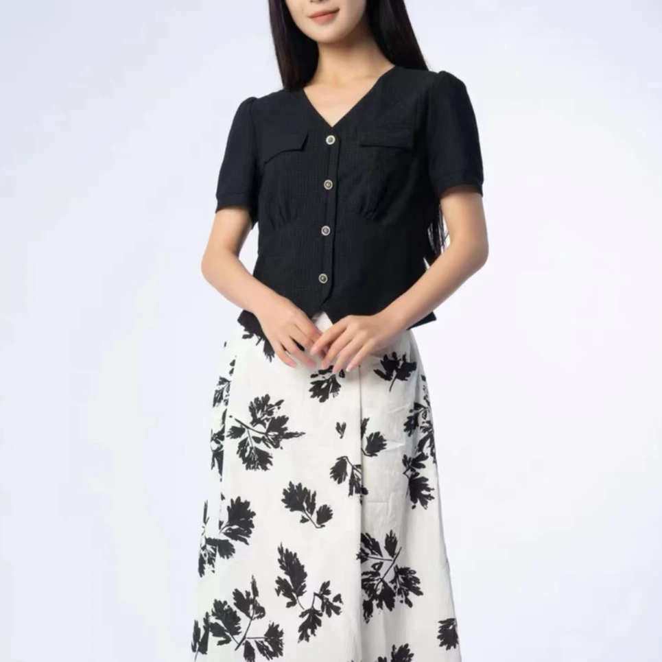 【Z1304】2024新款时尚印花气质半身裙L1