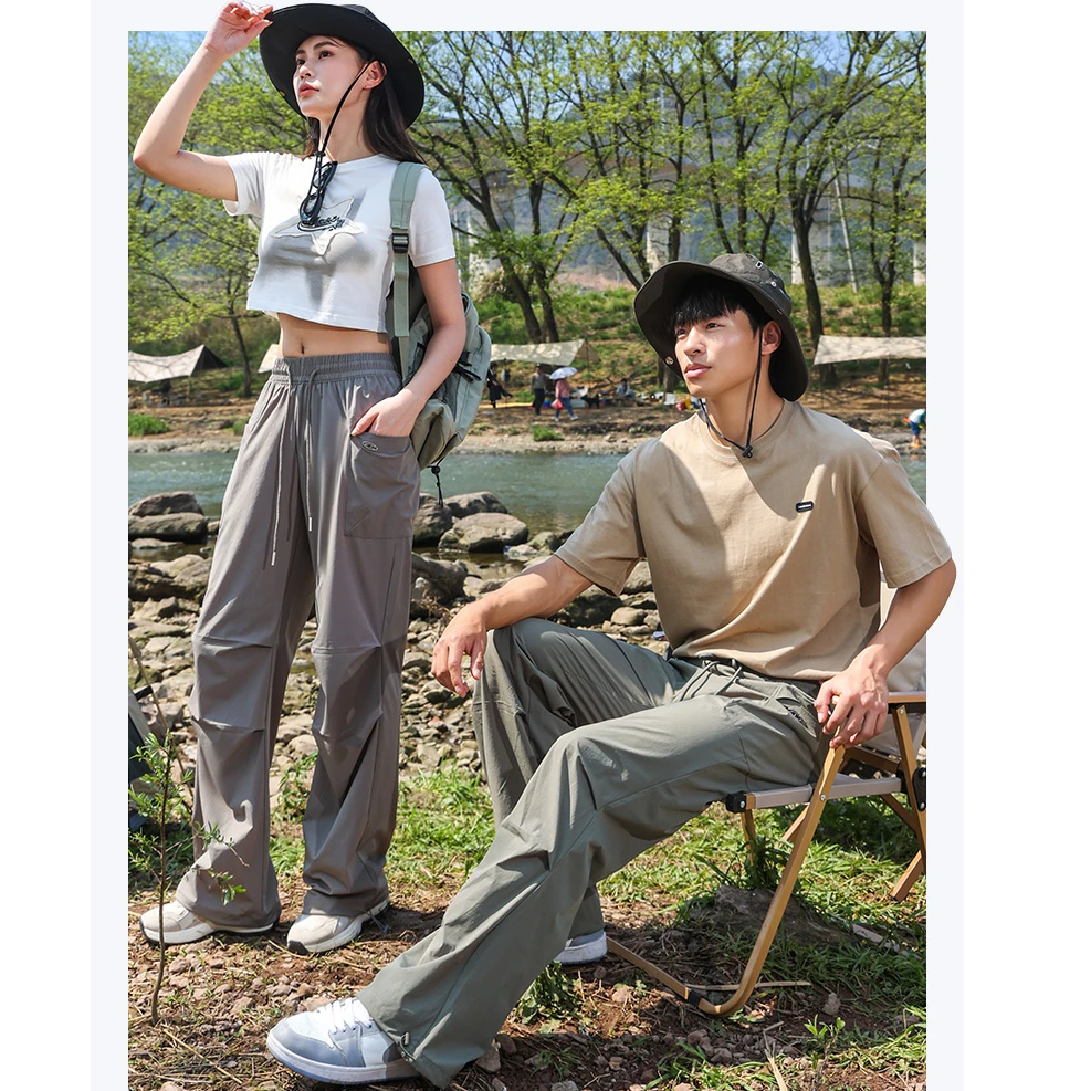 夏季薄款户外运动防晒轻薄柔纱显瘦显高工装降落伞裤男女同款-559