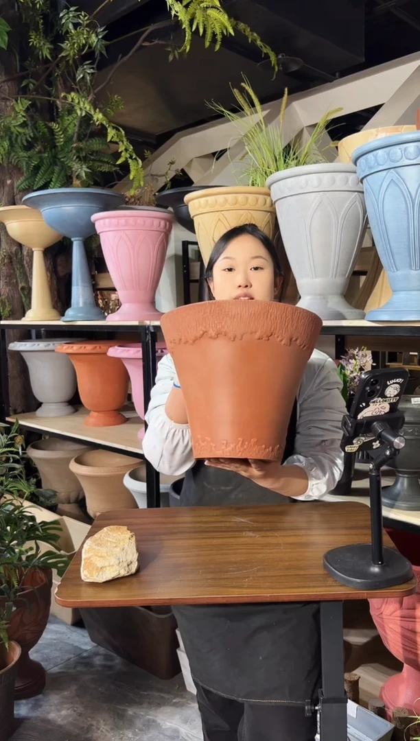 30.5*25.4/11G30/陶土色浮雕纹理强体花盆