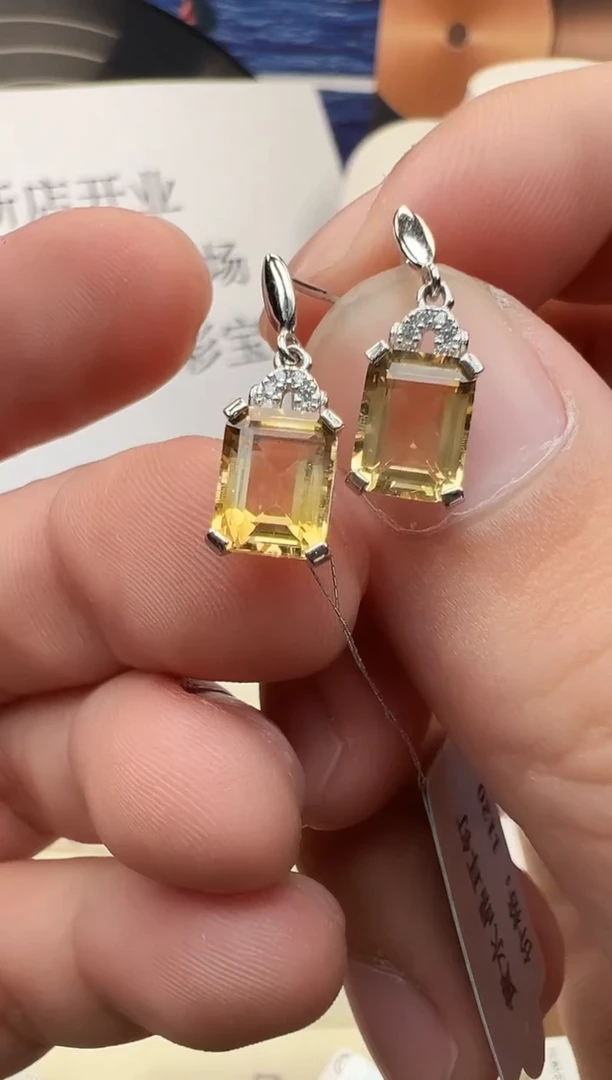 银S925镶嵌耳饰黄晶18