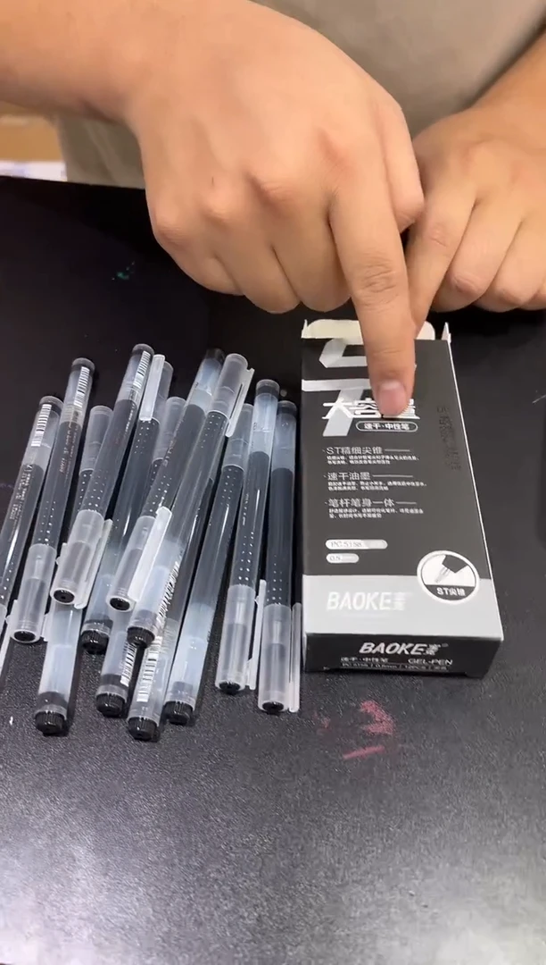 宝克5158黑色直液笔12支