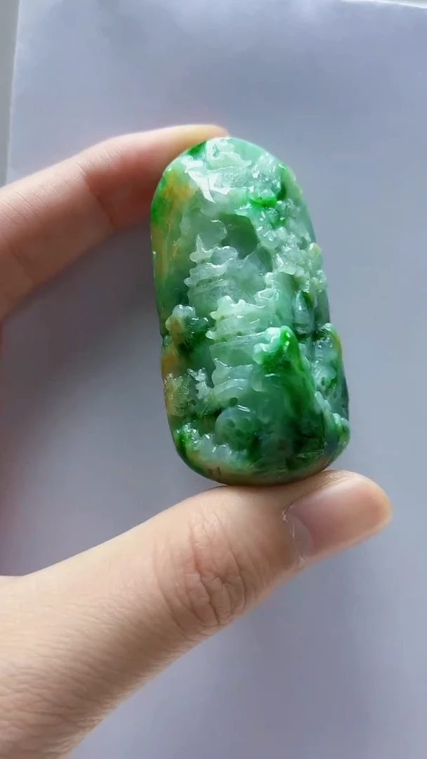 未镶嵌定制翡翠5145zm-毛货挂件13山水