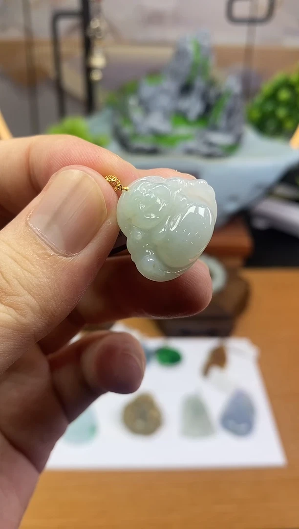 吊坠(不含链)18K金镶嵌翡翠佛公-@@CMT