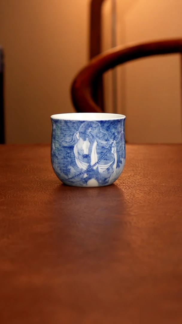 摆件陶景德镇瓷器，青花瓷手绘茶具~