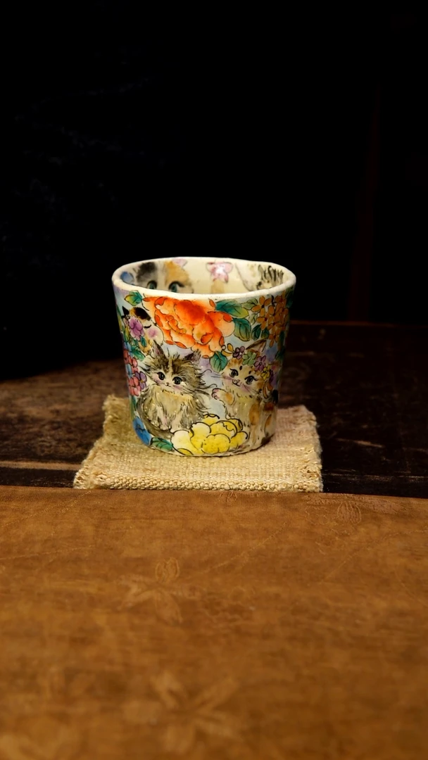 旁舍园园  全猫咪手握杯  粉引