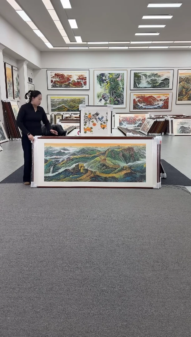 国画手绘 万里长城 219*88