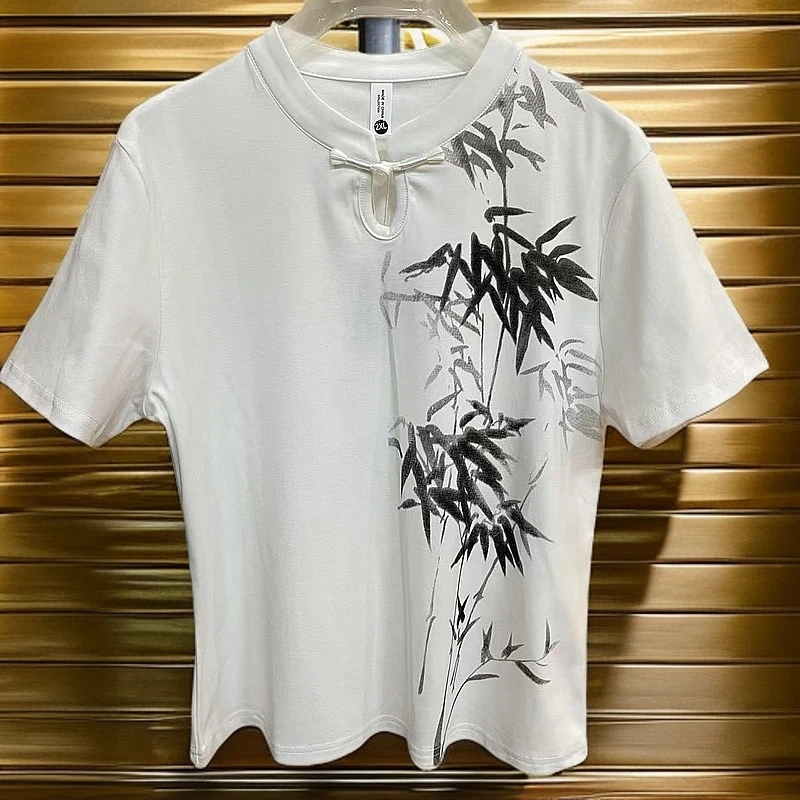 9159#【木兮兮专属】2025年春季新款舒适气质显瘦女士新中式印花T恤