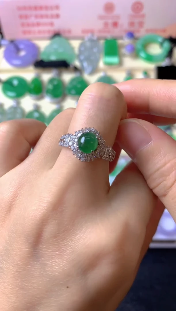 银S925镶嵌戒指翡翠品*戒指