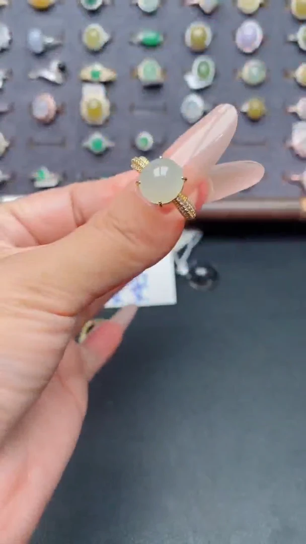 银S925镶嵌戒指翡翠天然A货翡翠111   1 -