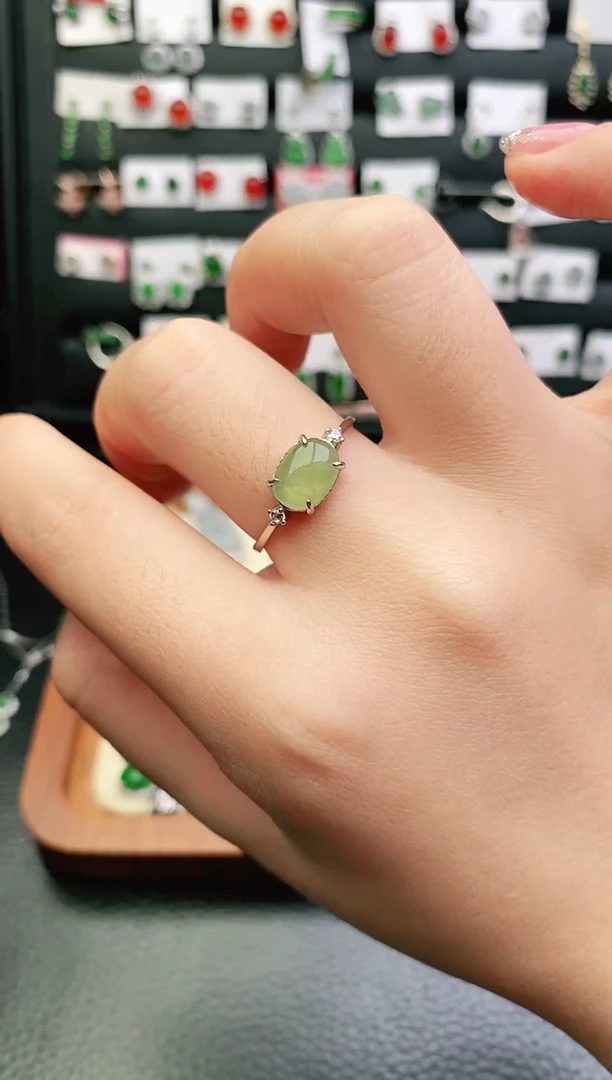 翡翠戒指银S925镶嵌0