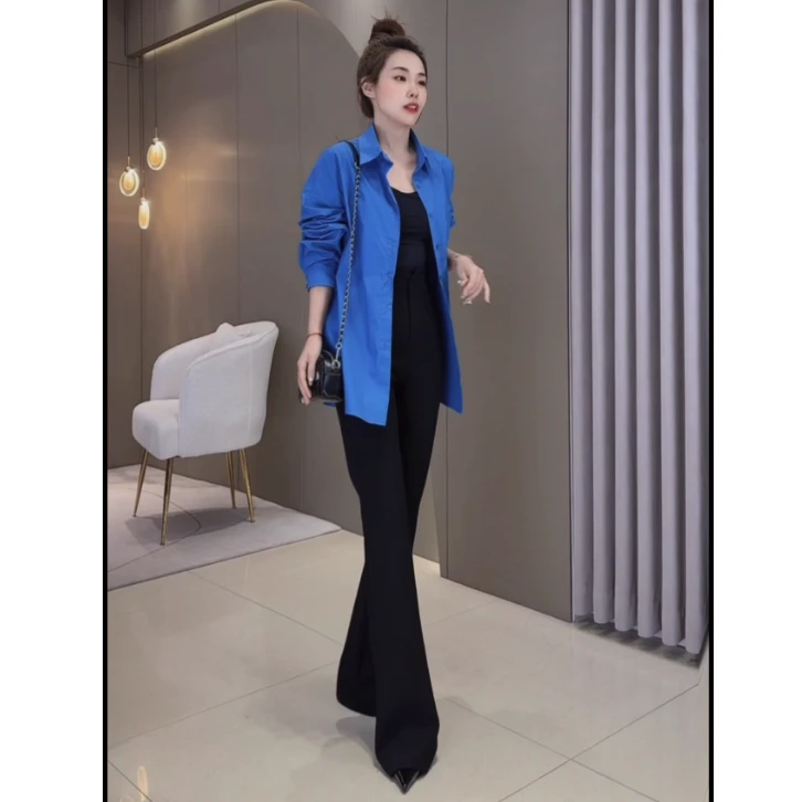 【橙子定制】（女神裤）春季新款设计师款百搭气质喇叭裤#16573