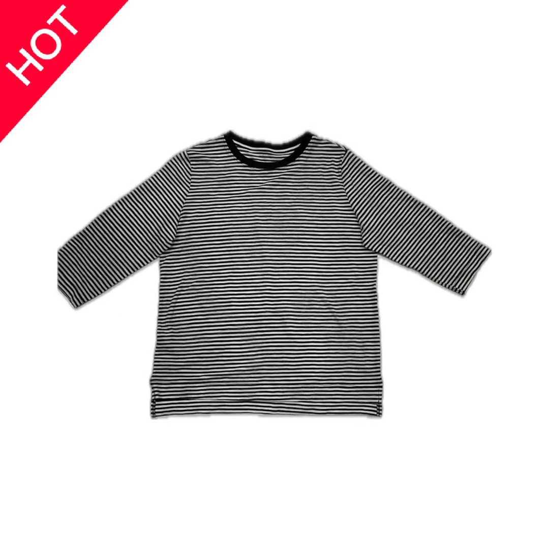 【xineba2】前后不等条纹T恤衫2024新款女士时尚洋气舒适百搭