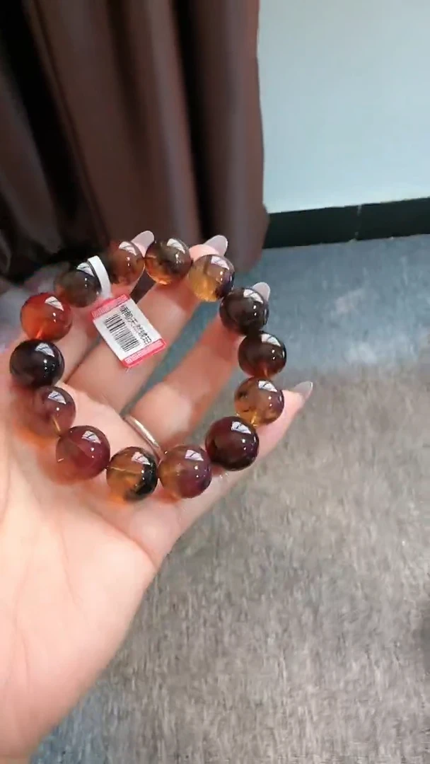 【闪购商品】琥珀手链未镶嵌规格15微瑕多宝手串#12