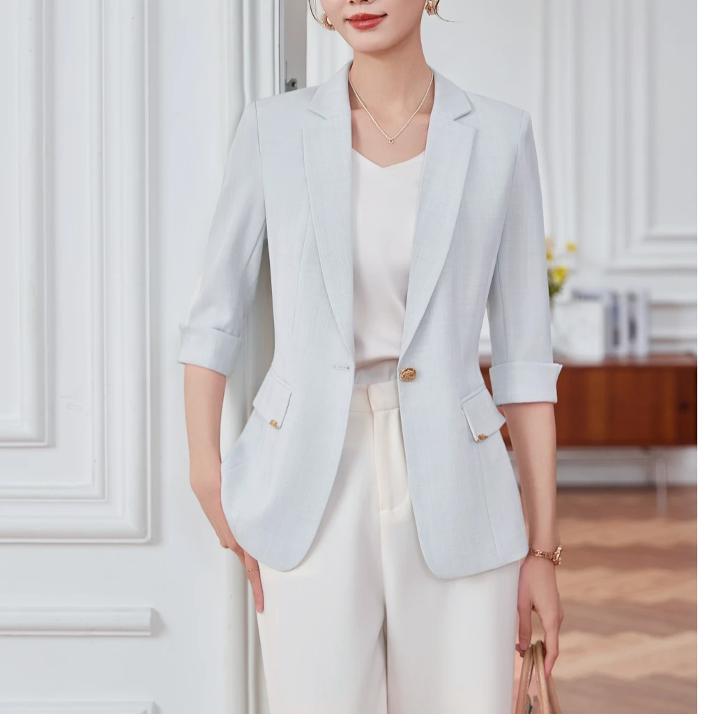 【精简通勤】知性优雅气质西装外套小西装拉夏贝尔.YJE-2281.MF茗