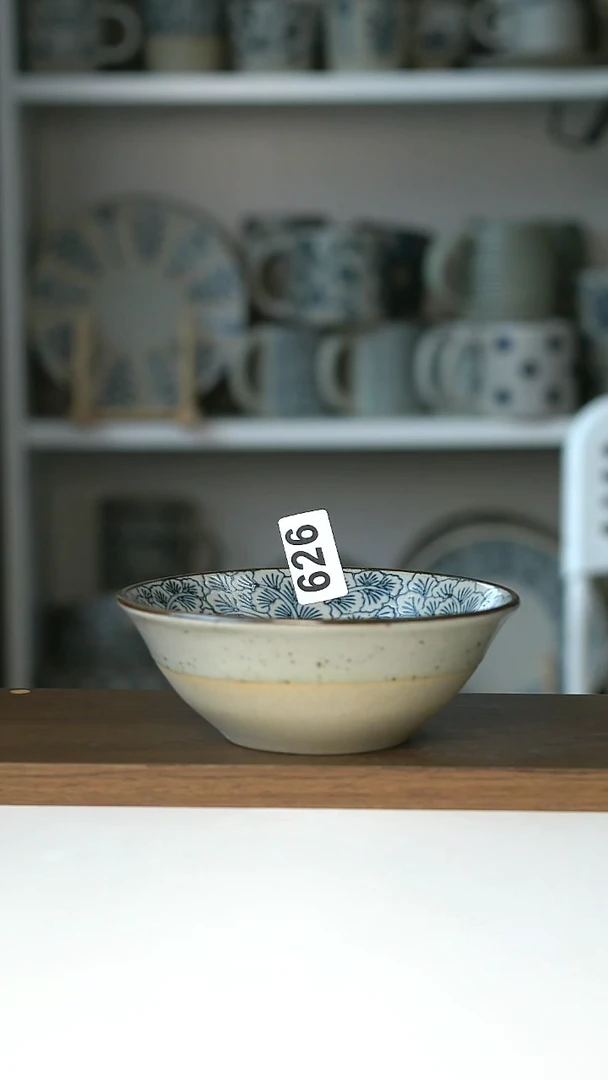 626微瑕青花银杏早餐碗@4-2@